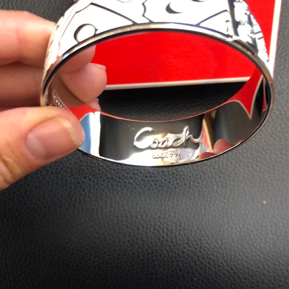 Coach stainless and white enamel bangle bracelet - Picture 4 of 6